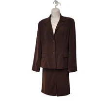 Rina Rossi Design Dress 2 Piece Suit Skirt & Jacket Set Color Brown Size 10