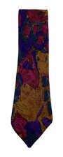 Florenzi Collection Tie Abstract Design Green Pinkish Red Purple Brown