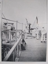 Navy Signaling On Warship Military Postcard 1907 Mitchell Muller Sailors On Boat
