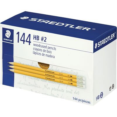 Staedtler  Woodcased Pre-Sharpened Pencils, 2 mm, #2HB, Yellow, Pack Of 144 Penc