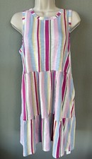 Gap Midi Dress Size S Tiered Striped Cotton Tank Colorful Beachy Whimsy NWT