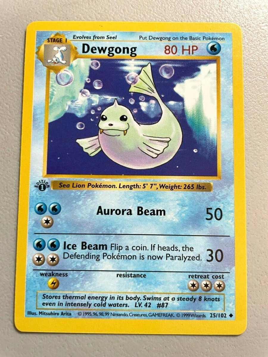 1995 dewgong pokemon card value Light 45/105 1st Edition Near Mint defender is now Paralyzed. Dewgong 25/102 - 1st edition