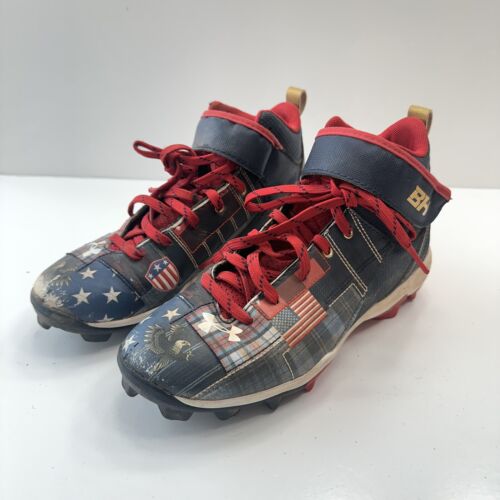 Under Armour Cleats Boys Bryce Harper Baseball Size 4Y Kids High Top USA Flag