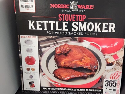 Nordic Ware Stovetop Kettle Smoker & Wood Roaster Cooker Red Made In USA NEW