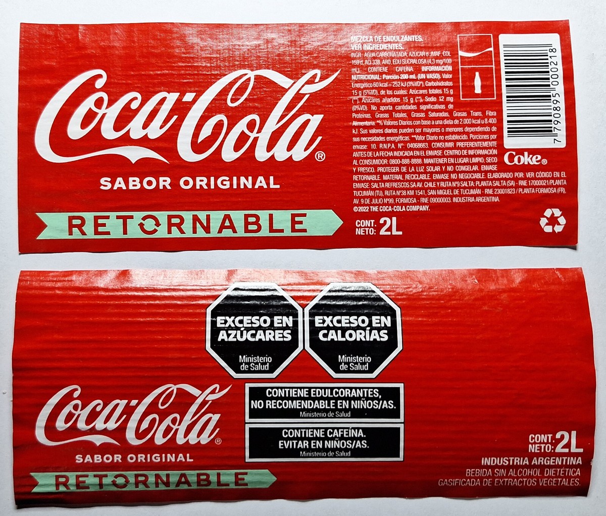 Coca Cola Return to factory 2l paper label Argentina 2022 | eBay