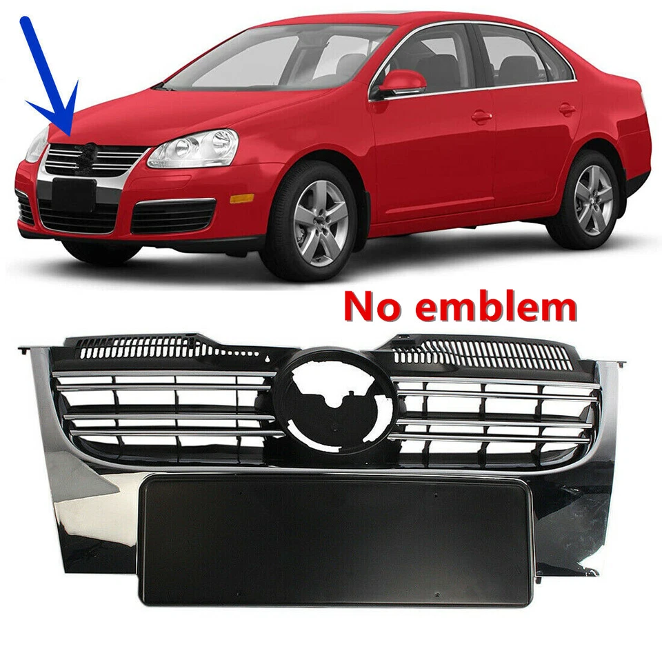 FITS 2006-2010 VW VOLKSWAGEN JETTA MK5 FRONT GRILL BUMPER UPPER GRILLE W/ CHROME Foto 2 de 4