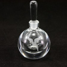 Vintage Orrefors Etched Bird Perfume Bottle with Stopper