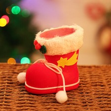 UK 1x Flocking Xmas Boots Candy Storage Bag Drawstring DIY Christmas Tree Decors