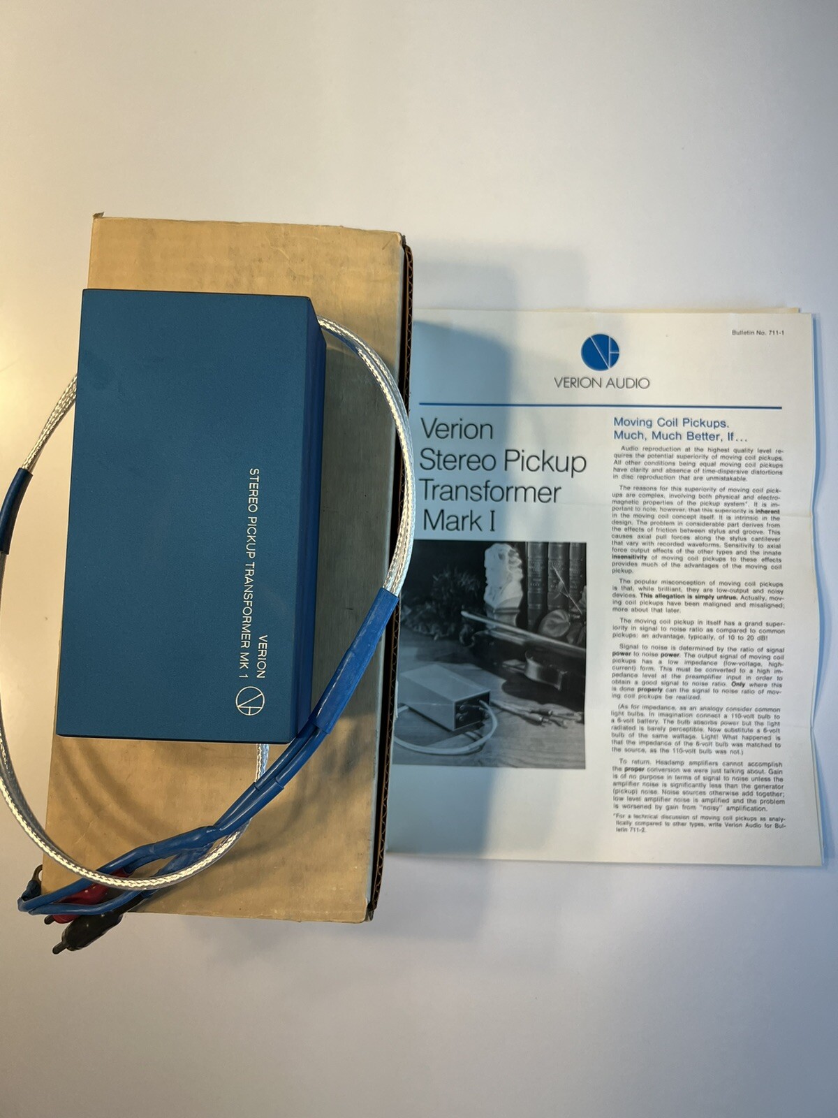 COTTER Verion Mk1 Moving Coil Pick Up Transformer Orig Papers And Box