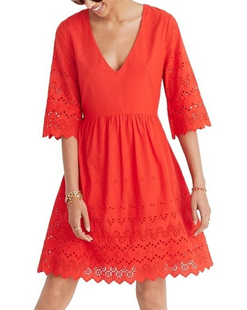madewell red eyelet dress