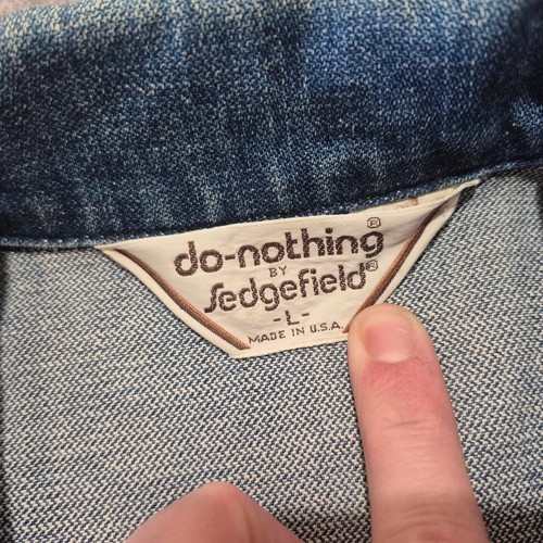 Vtg Sedgefield Shirt Mens Large Blue Western Denim Pearl Snap Heavy 70s Made USA - Picture 4 of 10