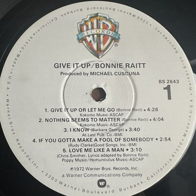 Bonnie Raitt/Give It Up/米Warner1976年プレス Bonnie Raitt – Give It Up | Releases | Discogs