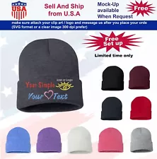 Custom Embroidery Beanie Personalized Embroidered Beanie Knit Cap w/Cuff