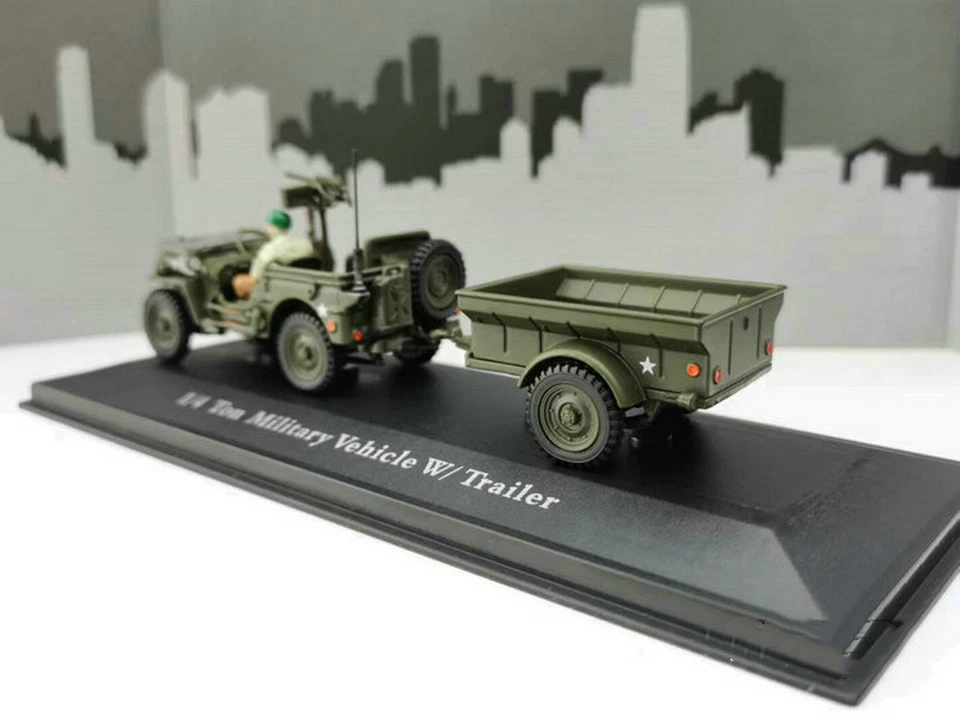 CARARAMA 1/43 Scale 1/4 Ton Military Vehicle W/Trailer Diecast Model Car Toy  - Image 3 of 4