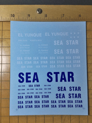 SILK SCREENED WATER SLIDE LETTERING DECALS FOR SEA STAR MARINE VESSELS OR SHIPS