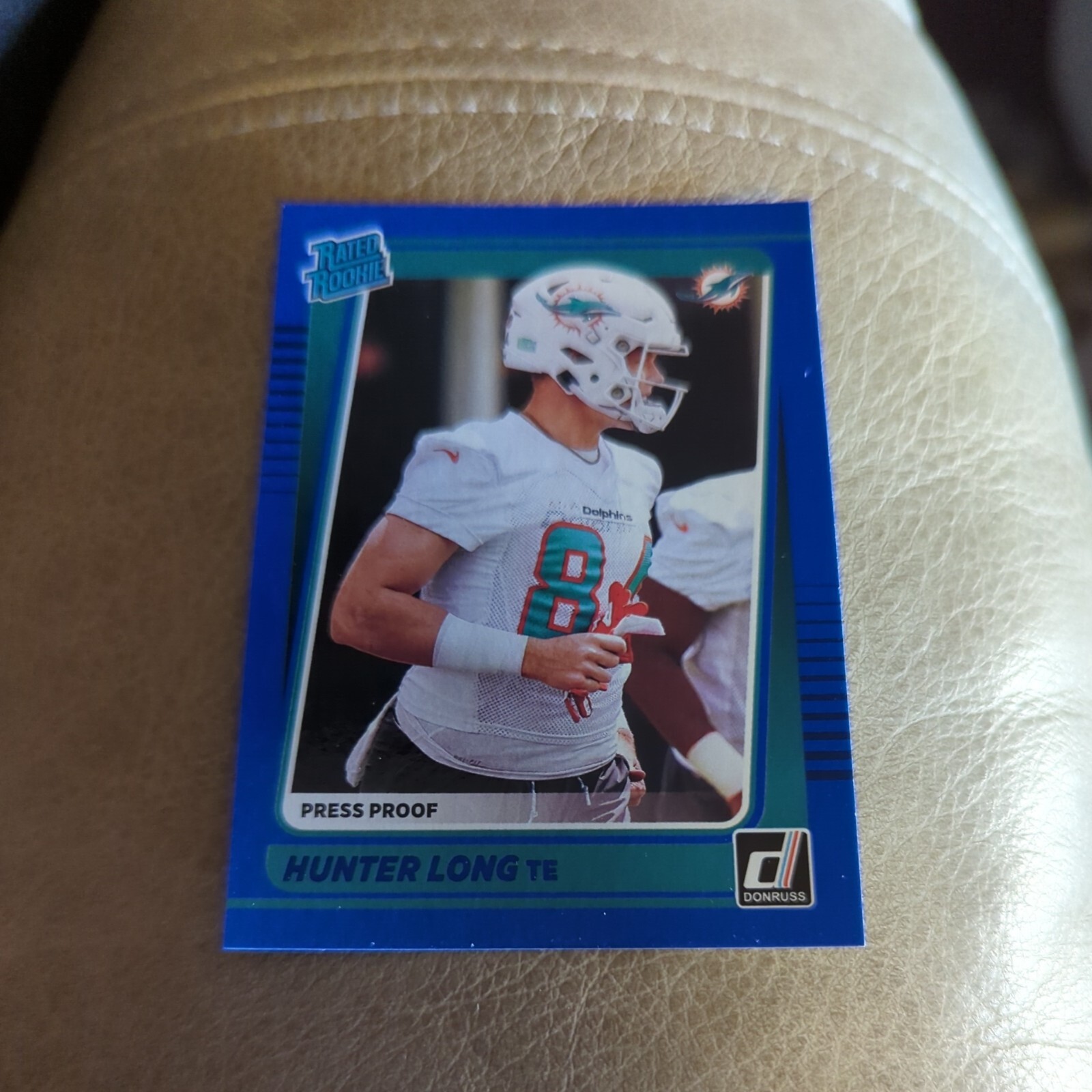 2021 Donruss Football Blue Press Proof Hunter Long Rookie Miami Miami Dolphins