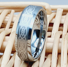 Tungsten Wedding Band. Men's Celtic Ring. Brushed Ring. 6mm Tungsten Band
