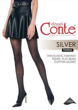 Conte Silver 40 Den Shaping Tights with Shining Honeycomb Pattern – Size S