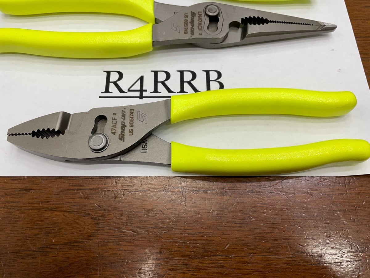 Snap-on Tools 3pc HIVIZ Soft Grip LONG Needle Nose Pliers Lot Set