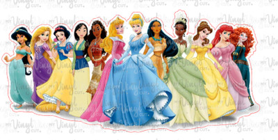 sticker h6 disney princess line up 3 34 inches wide waterproof vinyl
