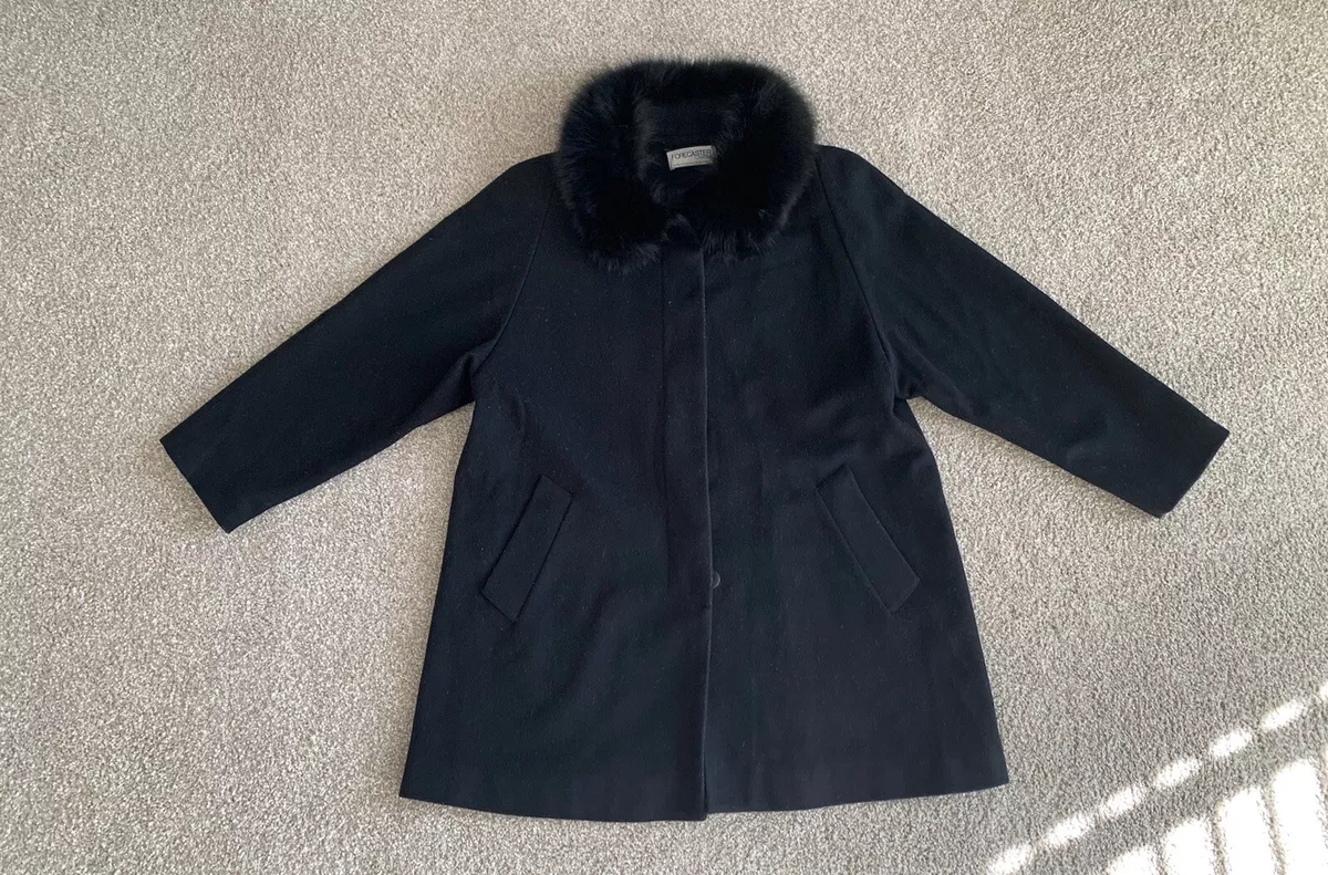 Forecaster of Boston Women's Wool Coat Size 12 Fur Trim Black Jacket Coat |  eBay