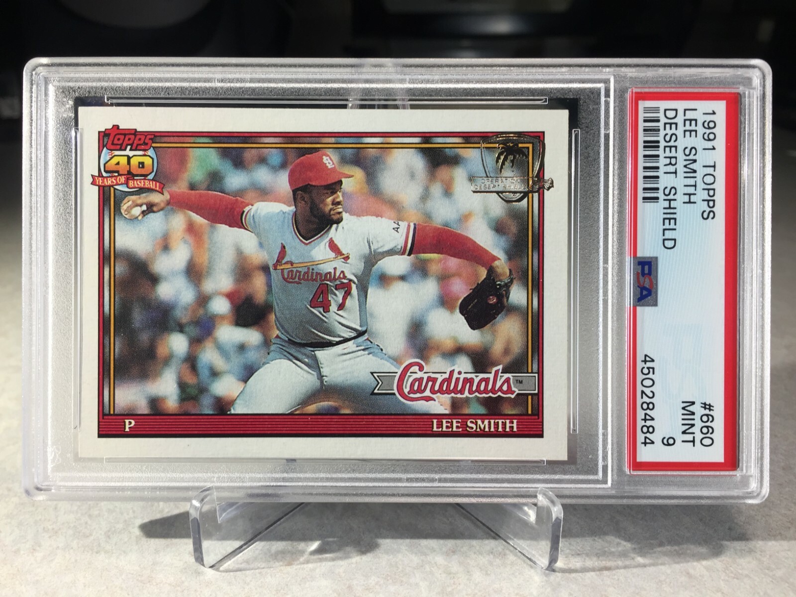 1991 Topps Desert Shield Lee Smith #660 - PSA 9 - St. Louis Cardinals