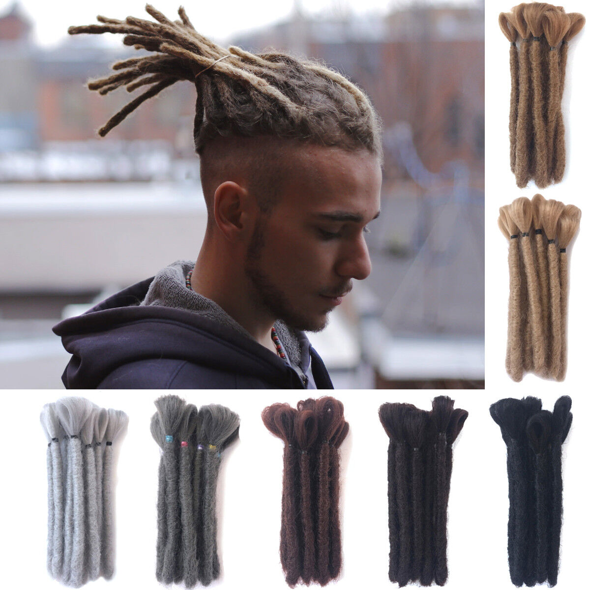 6 15cm Kurze Herren Dreadlocks Synthetische Crochet Dreads Locs Mens Punk Zopfe Ebay