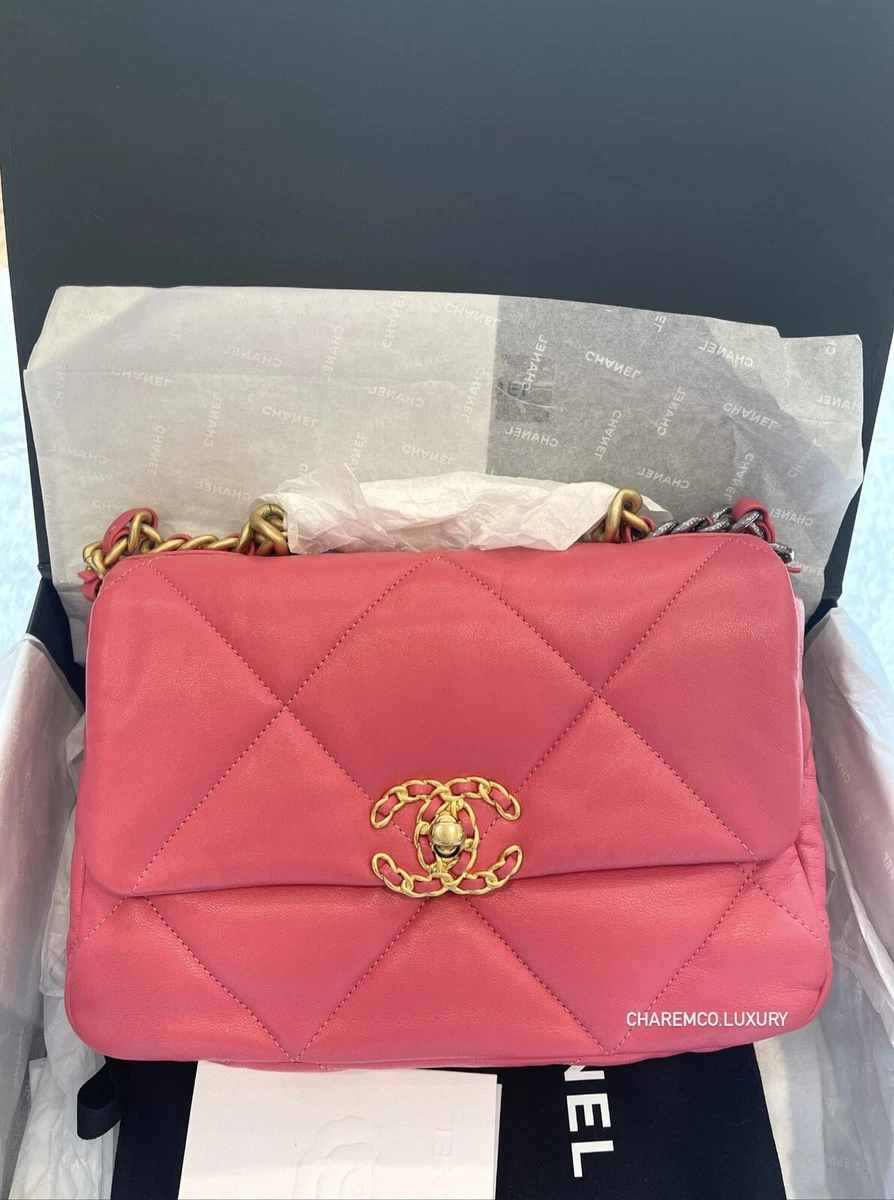 CHANEL 🌸 2020 20C 19 Flap Small Pink 🌸 Bag Classic Gold Silver Hw