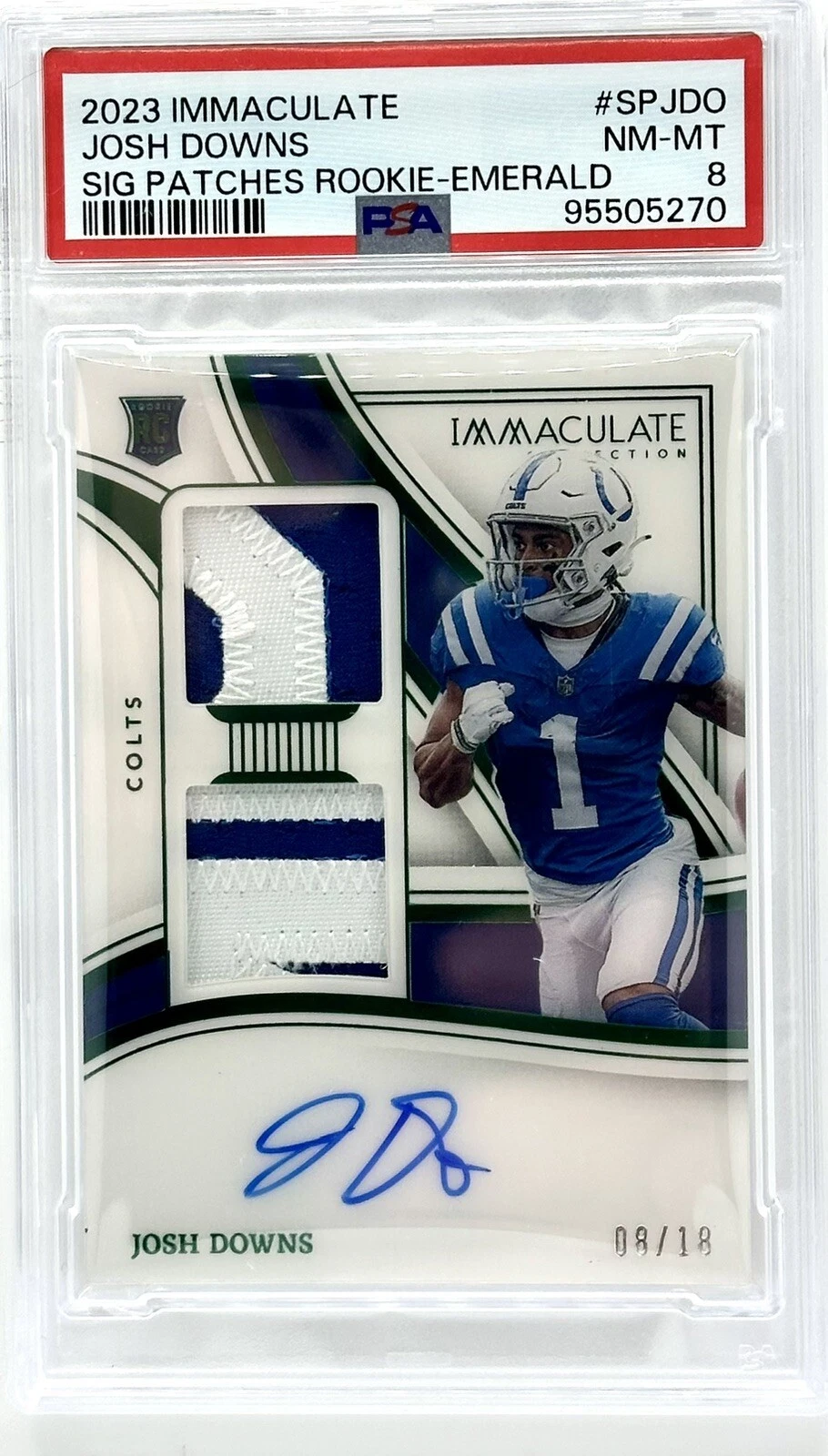 Josh Downs Panini Immaculate Collection Immaculate Signature Patches Rookie #SPJDO Emerald