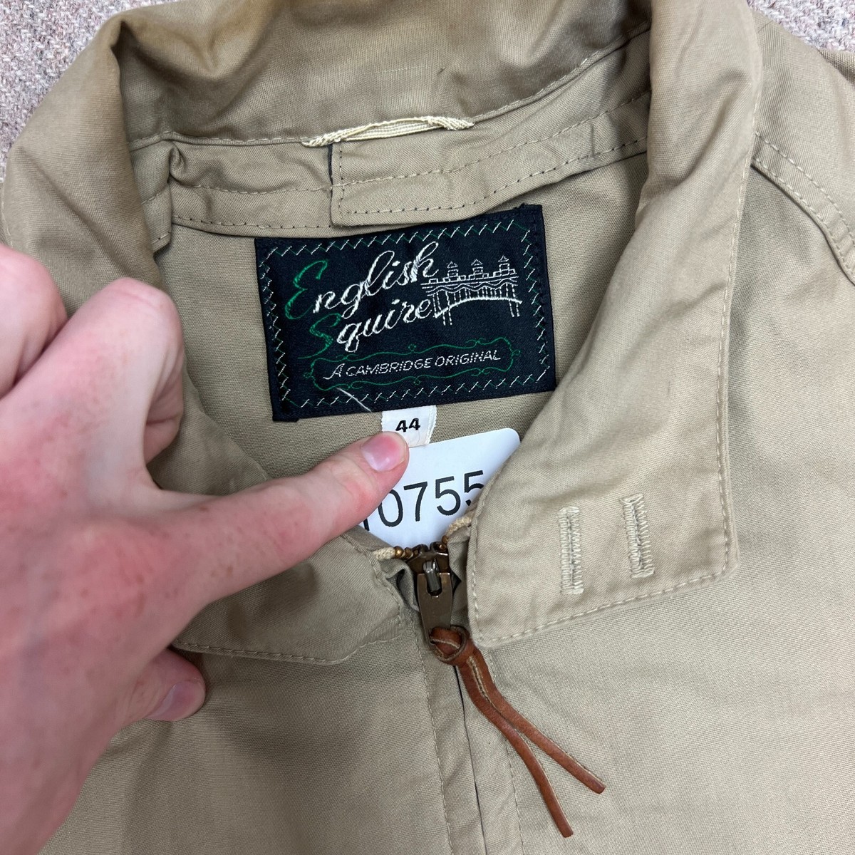 Vintage English Squire Harrington Jacket Mens Large Beige