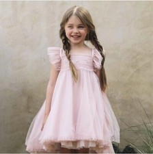 Summer Girls Sleeveless Butterfly Wings Princess Mesh Flower Fairy Puff Dress