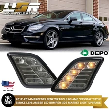 Amber LED Smoke Bumper Side Marker Light For 2012-2014 Mercedes W218 CLS63 AMG