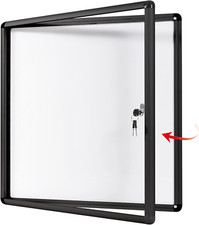 Lockable Enclosed Bulletin Board with Black Frame, 28x26 Inch Display Case