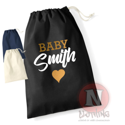 Babyparty personalisiert individuell halten Sake Baumwolle Kordelzug Tasche persönlich