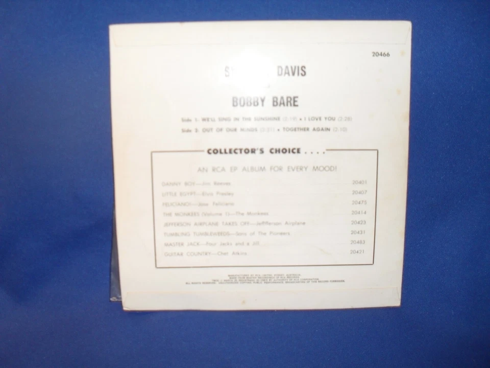 SKEETER DAVIS & BOBBY BARE WE’LL SING IN THE SUNSHINE - AUSTRALIAN 7” EP RECORD - Image 2 of 3