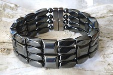 Powerful 100 Magnetic Hematite Bracelet STRONG 4 row GOLF 7/8" WIDE