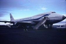 1979 Slide 35mm SAS Boeing 747 Aircraft Tarmac Bergen Airport Norway Vintage