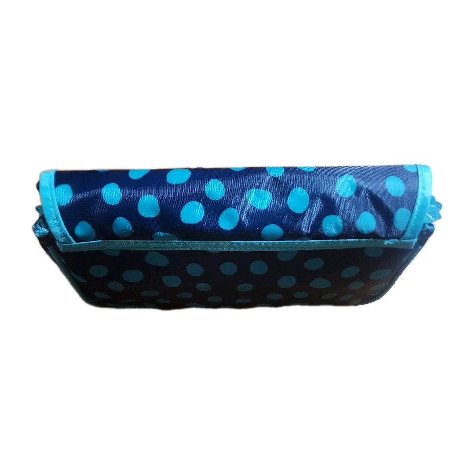 Trinta e uma estojo cosmético de viagem maquiagem com espelho em bolinhas azul/azul-petróleo - Imagem 2 de 4