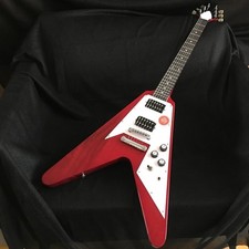 Translucent Red Flying V Electric Guitar Maho...