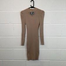 Quiz Beige Knit Bodycon Dress Size M / Size M / Knee Length / Womens / Beige