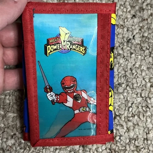 Vintage 1994 Power Rangers Red Ranger Lenticular Tri Fold Wallet Anime Cartoon