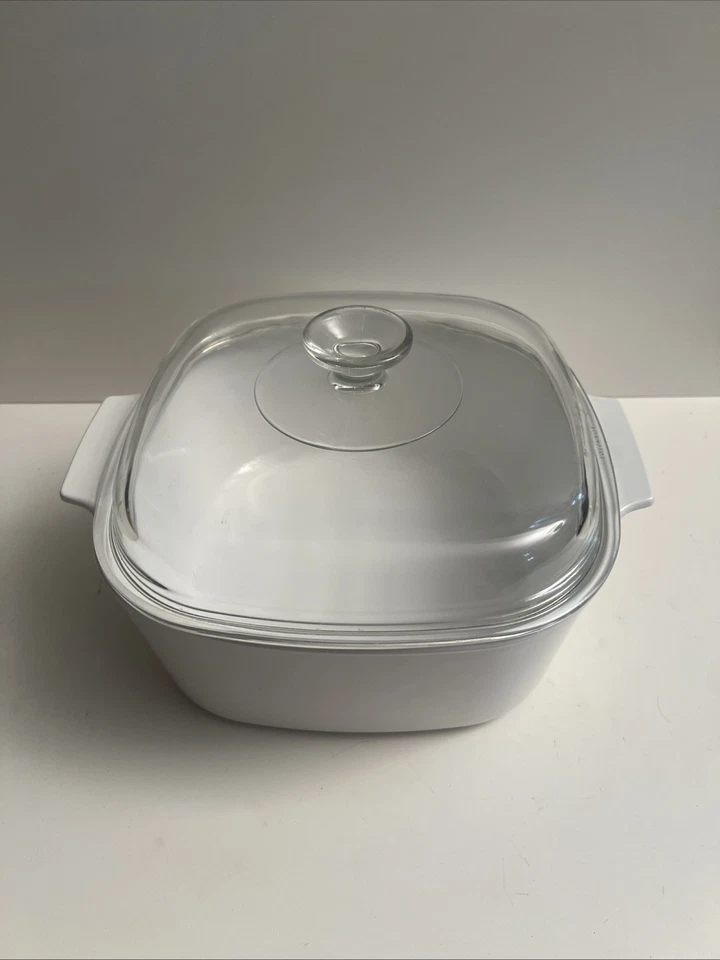 Vtg Corningware Pyroceram Glass Frost White 5 Liter Casserole A-5-B w/ Pyrex Lid - Image 3 of 4
