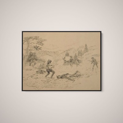 Charles Marion Russell - The Cave Gulch Fight - Art Print on Paper or Canvas