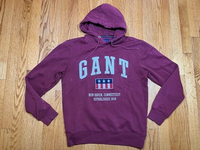 GANT Shield Logo Pullover Fleece Hoodie Sweatshirt Mens Medium Red M MD