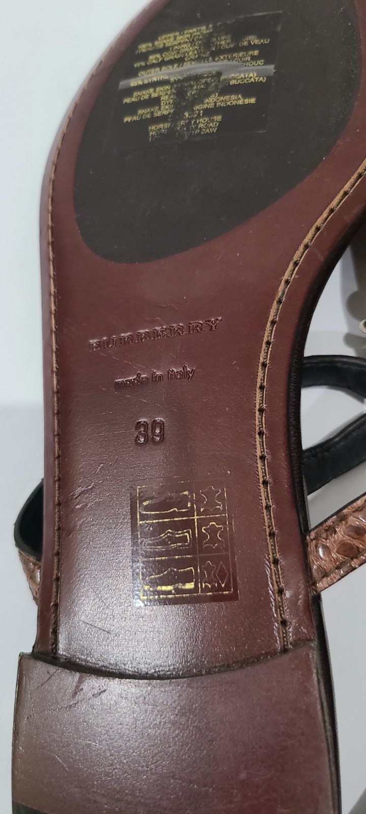 Burberry Brown Python Ankle Strap Flat Sandals Si… - image 13