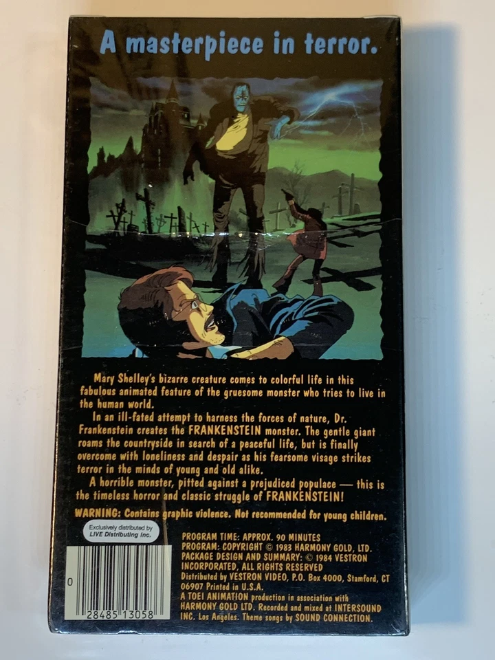 Frankenstein (VHS, 1983) Vestron Video Horror Anime Toei Animation - Rare! - Image 2 of 4
