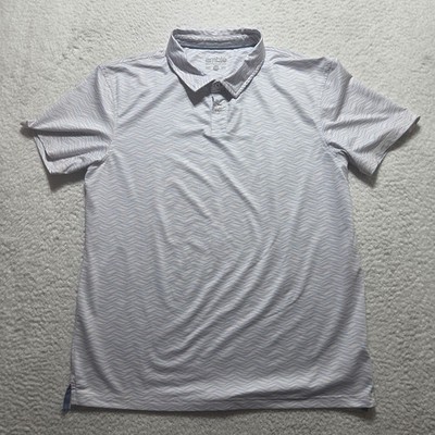 Amble Golf Polo Shirt Mens Size Large White Waved Performance Stretch