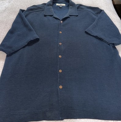 Tommy Bahama Shirt Mens XL Black Silk Tropic Isles Camp Short Sleeve Button Up