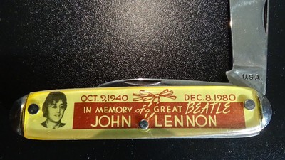 John Lennon Commemorative Memorial Folding Pocket Knife USA 1980. Mint.