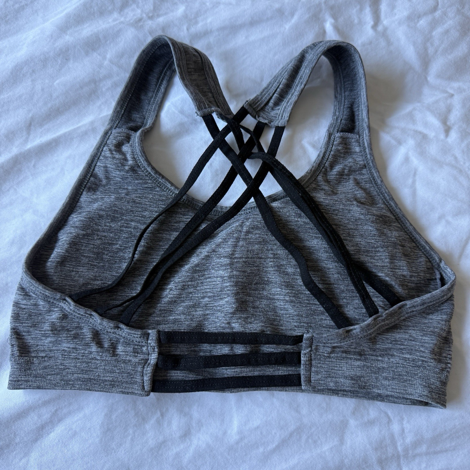 Gray Black Crossback Pullover Wireless Sports Bra… - image 2